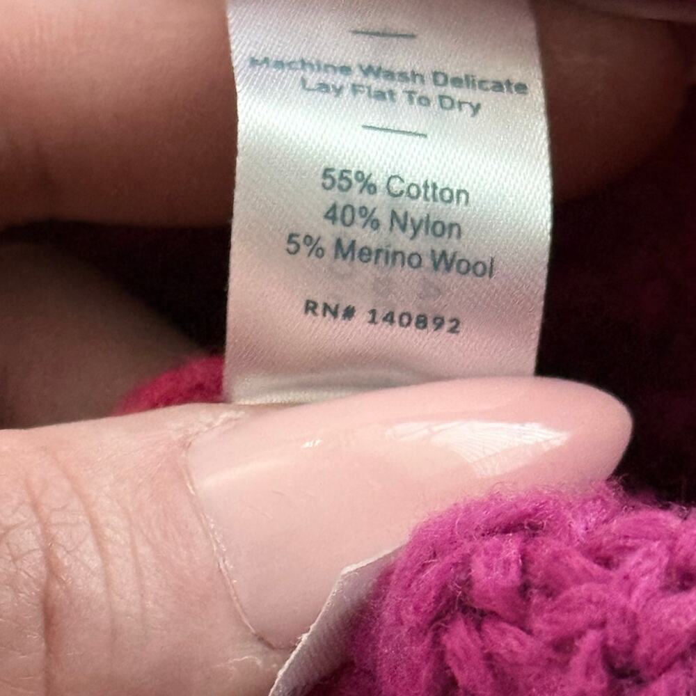 MARINE LAYER pink Oversized Crewneck chunky knit cotton merino wool sweater top - Picture 10 of 10